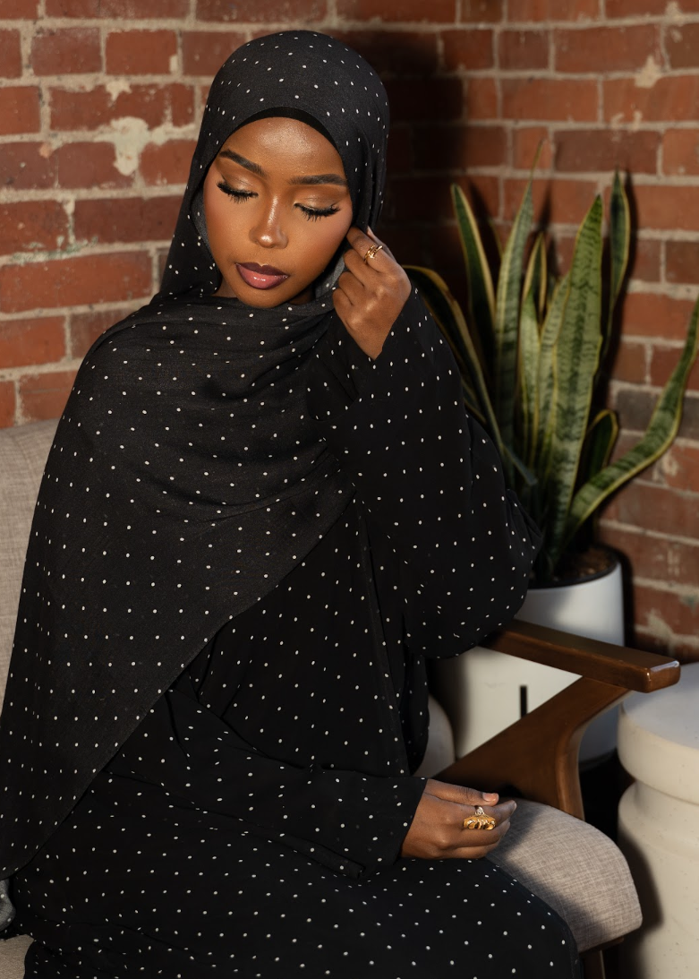 Black Polka dot abaya